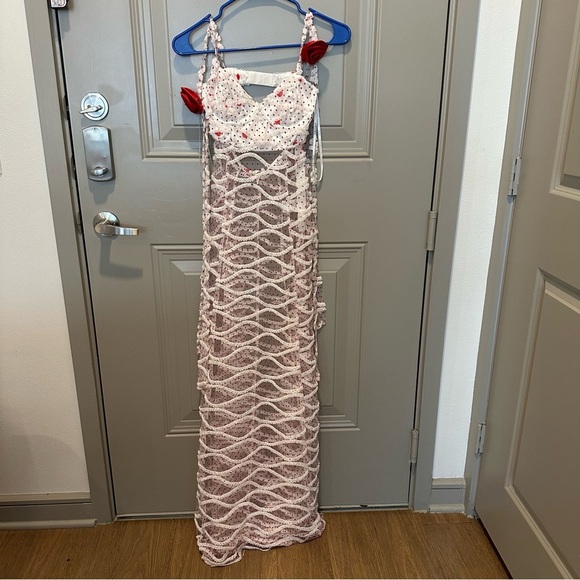 NWT For Love & Lemons Giada Sheer Polka Dot Maxi Dress - Matching Panty Size XXS - Picture 3 of 12